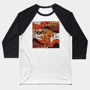 animal print mashup pattern zebra, leopard, girrafe, tiger Baseball T-Shirt